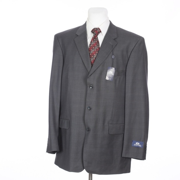 Stafford Three Button Gray Glen Plaid Sport Coat